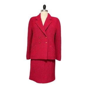 Vintage Chanel Barbiecore 1995 Tweed Skirt Suit Set